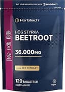 Rödbets Tabletter 36000mg | Beetroot Extract Supplement | Hög Dos | 120 Veganska Tabletter | av Horbaach