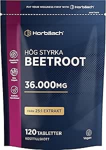 Rödbets Tabletter 36000mg | Beetroot Extract Supplement | Hög Dos | 120 Veganska Tabletter | av Horbaach – Bäst i test – rödbetskapslar bäst i test 2026
