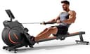 YOSUDA Magnetisk roddmaskin för hemmet, roddutrustning med 16 motståndsnivåer, 160 kg kapacitet, kompatibel med APP, LCD-skärm, enkel montering, roddmaskin för konditionsträning, vertikal förvaring