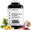 Rhodiola Rosea 4000 mg. 180 veganska kapslar för 6 månaders behandling. Med Naturliga Extrakt av Rhodiola Rosea, Sibirisk Ginseng, Saffran och Vitamin B6. Tillverkad i Europa av HIVITAL