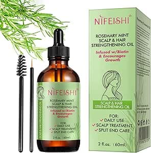 Rosmarinolja hår, rosmarinolja för hårväxt, 100 % ren eterisk rosmarinolja för hårvård och näring åt hårbotten, ögonbryn och ögonfransar tillväxt, 60 ml.