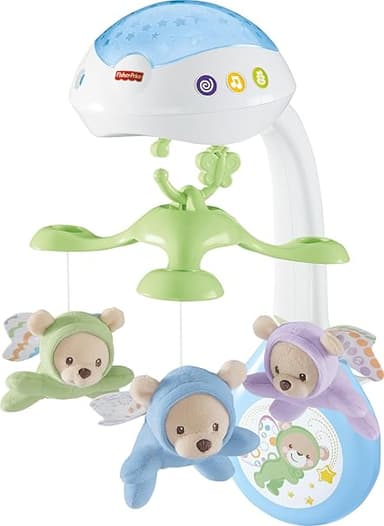 Fisher-Price leksak för spjälsängen, 3-i-1-projecktionsmobil, Butterfly Dreams speldosa med ljusprojektion för nyfödd till småbarn, CDN41