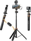 Selfie Stick stativ, K&F Concept MS08 selfie-pinne, 158 cm mobiltelefonstativ, stativ för smartphone kompatibel med iPhone/Samsung/DJI Osmo Action/Insta 360, mobiltelefonhållare med avtagbar