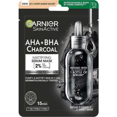 Garnier Pure Charcaol Black Algae Purifying & Hydrating Pore-tightning Sheet Mask 28 G – Budgetfavorit – sheet mask bäst i test 2026