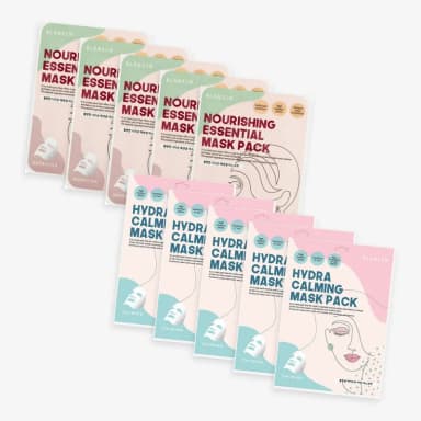 Lugnande och Återfuktande Ansiktsmask med Kamomill, Centella och Hyaluronsyra, Fuktgivande Sheet Mask för Känslig Hud, 10 x 30ml