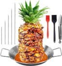 Vertikalt grillspett i rostfritt stål – konspettset med 3 utbytbara spett och uppsamlingsskål för gyro/kebab i ugn röker