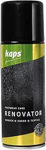Kaps Renovator, Skospray för Nubuck och Mocka, Skovårdsprodukt för att Återuppliva och Färga Om Nubuck, Mocka och Tygskor, 200 ml (118 - Svart)