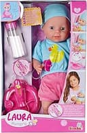 Simba 105010964 - Laura Docka Hungrig - Dockan Laura från Simba Toys med Napp, Magisk Sked, Mjölkflaska samt Tallrik, 38cm, Från 2 år