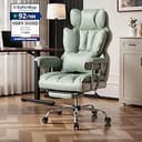 Efomao ergonomisk kontorsstol i PU-läder, stor och hög skrivbordsstol 200 kg, justerbar datorstol med hög rygg, fotstöd och ländryggsstöd
