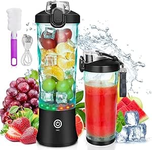 Bärbar Blender för Shakes och Smoothies, 600mL USB-Laddningsbar Bärbar Blender med Kopplock, 6 blad, Sladdlös Stavmixer typ C, BPA-Fri Smoothiekopp för Utomhusbruk, Sport – Bäst i test – sladdlös stavmixer bäst i test 2026
