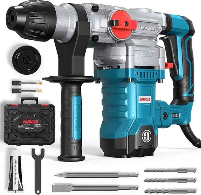 ENEACRO SDS-Plus borrhammare, 1 500 W 7 Joule hammare 6 variabel hastighet 0–920 varv/min med 4 funktioner, antivibrationshandtag och säkerhetskoppling, 32 mm borrkapacitet i betong – Bäst i test – slagborrmaskin bäst i test 2026