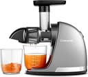 AMZCHEF kallpressande slowjuicemaskin - masticerande elektrisk fruktpress för grönsaker och frukt - finfördelad tuggning utan filter - juicepress med 2 koppar och borste - Silver
