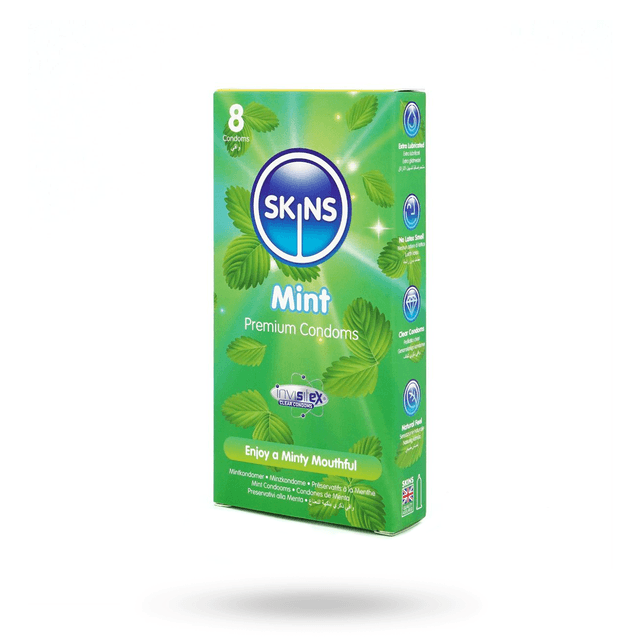 SkinsKondomer Med Mintsmak 8-pack – Bästa mintiga upplevelse – smaksatta kondomer bäst i test 2026