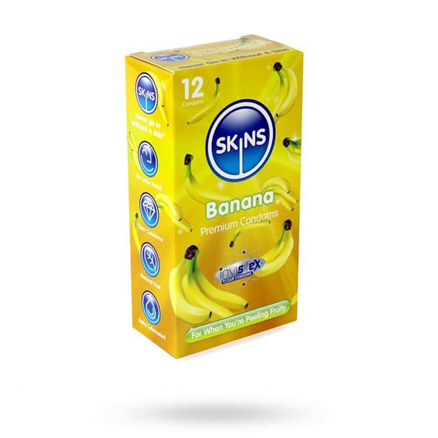 SkinsKondomer Med Banansmak 12-pack – Bästa banansmak – smaksatta kondomer bäst i test 2026