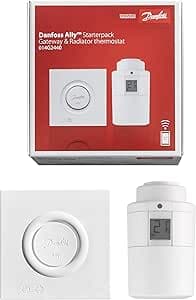 Danfoss Ally starter pack – radiatortermostat och gateway – exakt, smart digital termostat, kompatibel med Amazon Alexa, Google Assistant & Zigbee – app- och röststyrning – Smarthome-enheter
