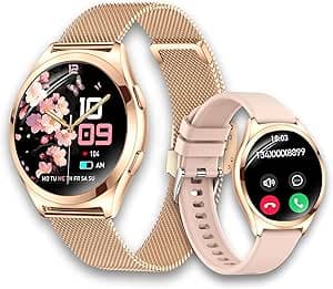 LSWATCH V2 Smartwatch kvinnor med telefonfunktion 1,6 tum HD intelligent klocka syresättning spänning puls stegräknare pulsmätare sömnmonitor SPO2 2 armband iOS Android