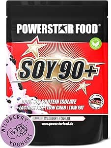 SOY 90+ | Soja Protein Isolat | 93% protein i.Tr. | vegan | fri från laktosfri | härlig smak | genetiskt oförändrad | Fri från fytoöstrogener | 1000 g | Made in Germany | Wild Berry Yoghurt