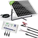 ECO-WORTHY 25W 12V monokristallin solpanelsats: 25W solpanel + justerbart monteringsfäste + SAE anslutningskabel +10A laddningsregulator för bil RV marinbåt