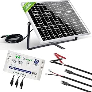 ECO-WORTHY 25W 12V monokristallin solpanelsats: 25W solpanel + justerbart monteringsfäste + SAE anslutningskabel +10A laddningsregulator för bil RV marinbåt – Bäst i test – solpanel husbil bäst i test 2026