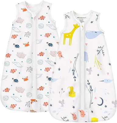 Mosebears Sommar Babysovsäck 0.5 Tog Ärmlös Andningsbar Bomull Baby Sovfiltar Söta Tryck