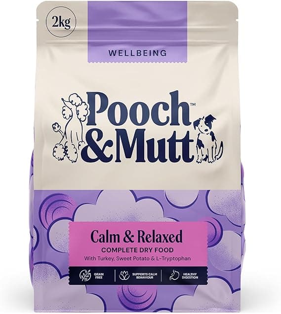 Pooch & Mutt hundmat – avslappnande och lugnande, spannmålsfritt torrfoder för hundar, kalkon och sötpotatis, 2 kg – Bäst i test – spannmålsfritt hundfoder bäst i test 2026