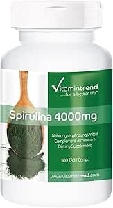Spirulina Tablets 500mg - Högdoserad med 4.000mg Spirulina per daglig dos - Vegan - Spirulina platensis | Vitamintrend®
