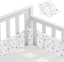 Aolso Spjälsängsskydd, babysängskontur med 4 sidor anti-kollision, andningsbart 3D-nätfoder, anti-luftflöde, för nyfödda, pojkar och flickor (stjärna)