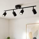 Gr4tec Orienterad taklampa med 4 spotlights, modern taklampa GU10, svarta takspotlights, väggmonterad LED-spotlight, spotlight för kök, sovrum, matsal, utan glödlampa