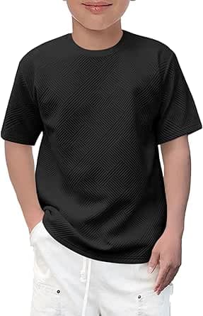 Haloumoning pojkar t-shirt kortärmad rund hals toppar barn sommar enfärgad geometriskt mönster topp vardaglig bas t-shirts 5-14 år – Bäst i test – t-shirt barn bäst i test 2026