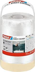 tesa Easy Cover UNIVERSAL folie för målning - 2-in-1 målningsfolie med maskeringstejp för maskering - 33 m x 55 cm
