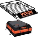 VEVOR Lastkorg för takräcke, 130,5 x 91,5 x 12,7 cm lasthållare för tak med 15 cu ft vattentät lastväska, 90 kg kapacitet Universal lasthållare för SUV, lastbil