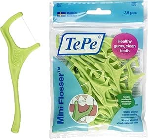 TePe Mini Flosser™ Tandtrådsbygel, 36-pack, slitstark tandtråd, fri från PFAA, rengör mellan tänderna, ta bort plack, även trånga mellanrum
