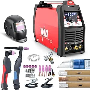 VECTOR WELDING New York 2500 3-i-1 Plasma Svets Skärmaskin AC DC TIG 200A Aluminiumsvets MMA 170A Plasma 50A IGBT Inverter med 9 Minnen Komplett Set för Professionell Verkstad