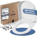 Wilford & Sons PREMIUM Toalettsits med Mjukstängning - D-Form - Toalettlock - Snabbt avtagbart toalettlock - Enkel rengöring & integrerad mjukstängning – Montering uppifrån och nedifrån – Vit