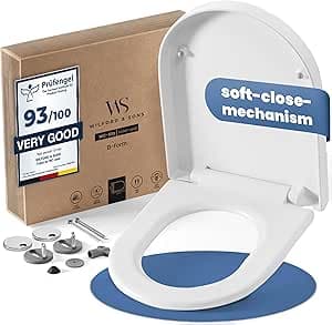 Wilford & Sons PREMIUM Toalettsits med Mjukstängning - D-Form - Toalettlock - Snabbt avtagbart toalettlock - Enkel rengöring & integrerad mjukstängning – Montering uppifrån och nedifrån – Vit – Bäst i test – toalettsits bäst i test 2026