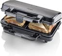 Bestron Non-stick-smörgåsgrill på 900 W i XL-format för 2 smörgåsar, färg: titangrå