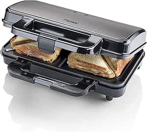 Bestron Non-stick-smörgåsgrill på 900 W i XL-format för 2 smörgåsar, färg: titangrå – Bäst i test – toastjärn bäst i test 2026