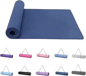 Good Nite yogamatta gymnastik pilates träningsmatta för kvinnor halkfri tjock 6 mm med bärrem Tpe 183 x 61 x 0,6 cm