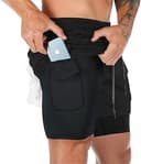 Superora Löparshorts för män, ventilerande 2-i-1-shorts med fickor, träningsshorts, sportshorts för utomhusaktiviteter