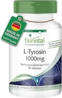 fairvital L-tyrosin 1000mg, 90 tabletter, 1000mg per tablett, kvalitetskontrollerad och högdoserad, 100% vegansk, tillverkad i Tyskland