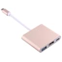 SiGN Adapter USB-C till HDMI/USB-A/USB-C Guld