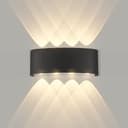 Vägglampa för inomhus- och utomhusbruk, 8 W, 3000 K, varmvitt, upp- och nedbelysning, utomhusvägglampa, IP65, vattentät, LED-vägglampa i svart aluminium för terrass, trädgård, sovrum, balkong