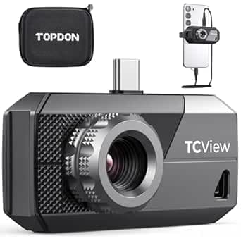 TOPDON TS001 värmekamera Android, 9 mm justerbar lins, observationsområde 0,1 till 500 m, 512 x 384 IR-upplösning, manuellt fokuserande för kretskort, skadedjursinspektion, utomhus, jakt