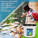 Kata Pond – 100 g 1,5 g preparat till 1 000 l (1 m³) dosera vatten, vid stark förekomst av trådalger 2 g till 1000 l (1 m³) vatten.