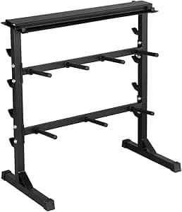 Yaheetech Hantelställ hantelstativ hantelstativ 3 nivåer upp till 300 kg stål 99,5 x 52 x 102,5 cm