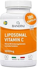 Bandini® Liposomal Vitamin C 1000mg 180 kapslar - 3 Månaders | Hög dos Liposomalt Vit C | 100% vegan | Antioxidant, Immunförsvar, skelett, brosk, hud, tänder, trötthet | Ren C-vitamin askorbinsyra