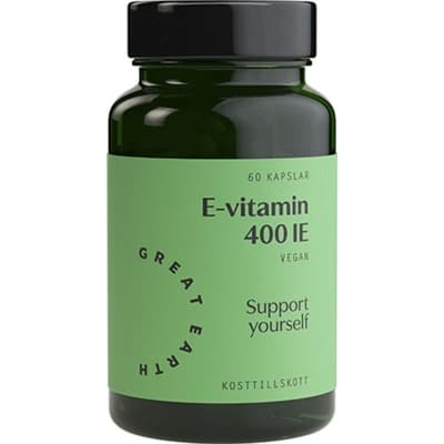 Great Earth E-vitamin 60 Kapslar – Topval med selen – Vitamin E bäst i test 2026