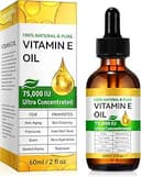 Vitamin E olja, ekologisk vitamin E-olja för hud, ansikte, hår, hårbotten, naglar och ärr, ger intensiv vård för din hud, ansikte och kropp, 75 000 IU – 60 ml