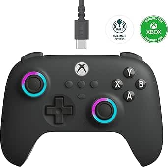 8Bitdo Ultimate C Wired Controller for Xbox, RGB Lighting Fire Ring and Hall Effect Joysticks, Compatible with Xbox Series X|S, Xbox One, Windows 10/11 - Officially Licensed (Dark Gray) – Bäst i test – xbox kontroll bäst i test 2026