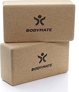 BODYMATE Yogablock i kork, 2-pack, gjord av 100% ekologisk naturlig kork, stöd för alla asanas, meditation och avslappningsövningar, för både nybörjare och proffs, 22 x 12 x 7,5 cm – Bäst i test – yogablock bäst i test 2026